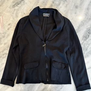 Ferragamo Black Front Zip Wool Sweater, Never Worn, Size M